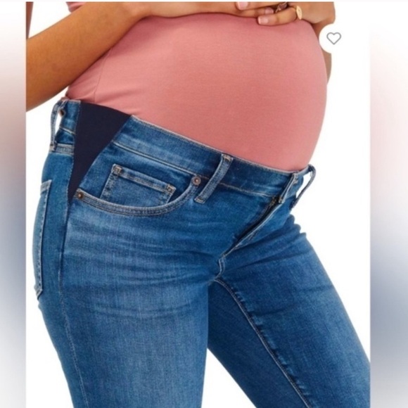 Hatch Collection Under The Bump Slim Maternity Iran in Blue - Picture 4 of 12